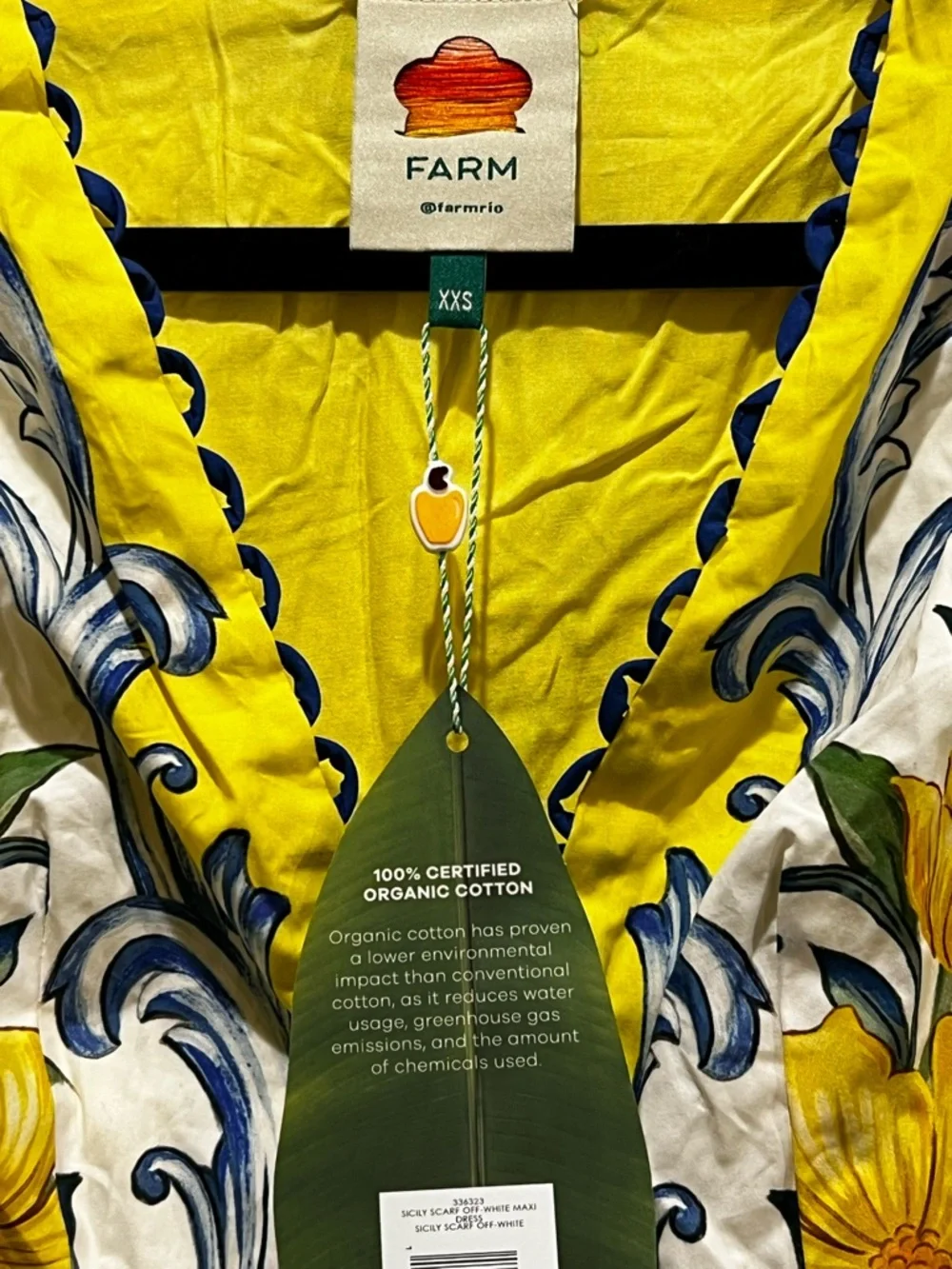 FARM Rio Sicily Scarf Print Maxi Dress Yellow Floral XXS NWT - Picture 7 of 11